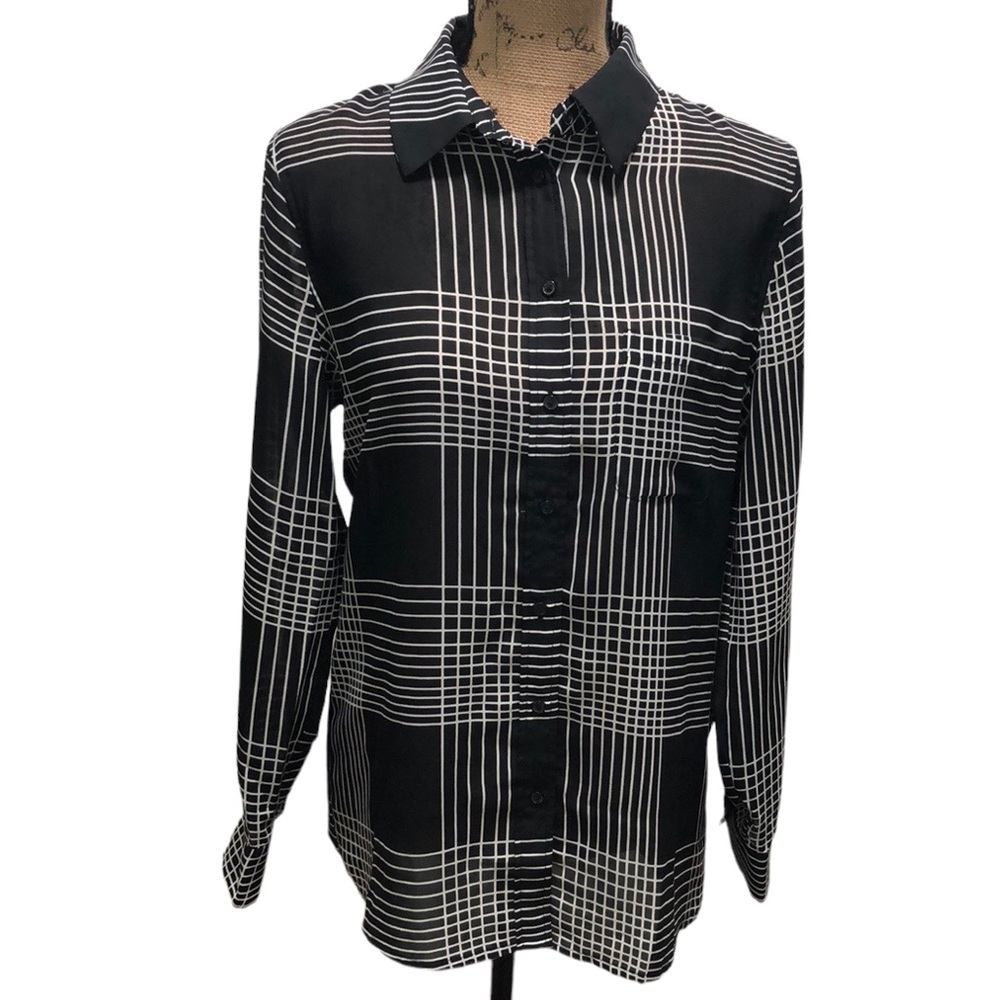 {Banana Republic Factory} Black And White Plaid Button Down Shirt